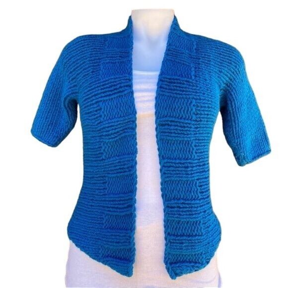 Kenneth Cole Sweaters - Kenneth Cole New York Blue Chunky Knit Sweater Cardigan Size S